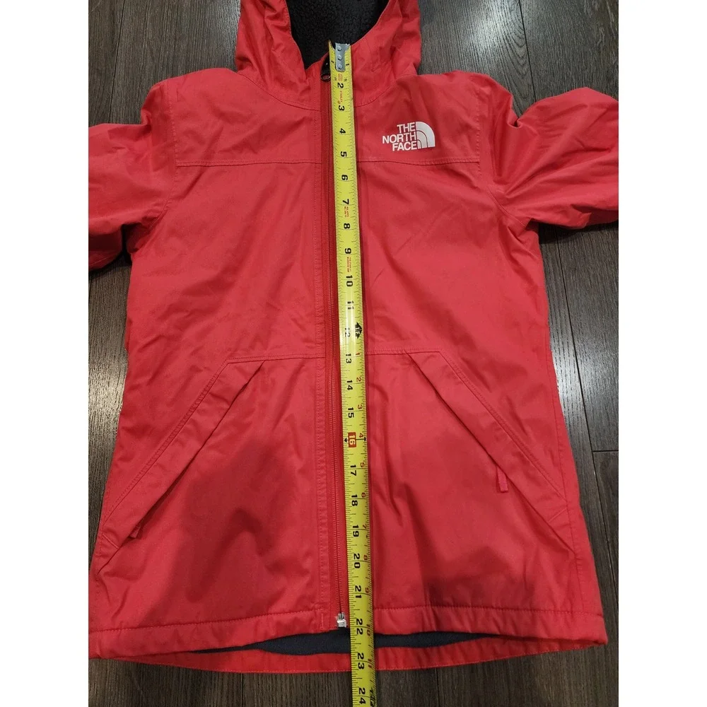 The North Face Girls DryVent Hooded Fleece Lined Rain Jacket Pink Size M 10/12